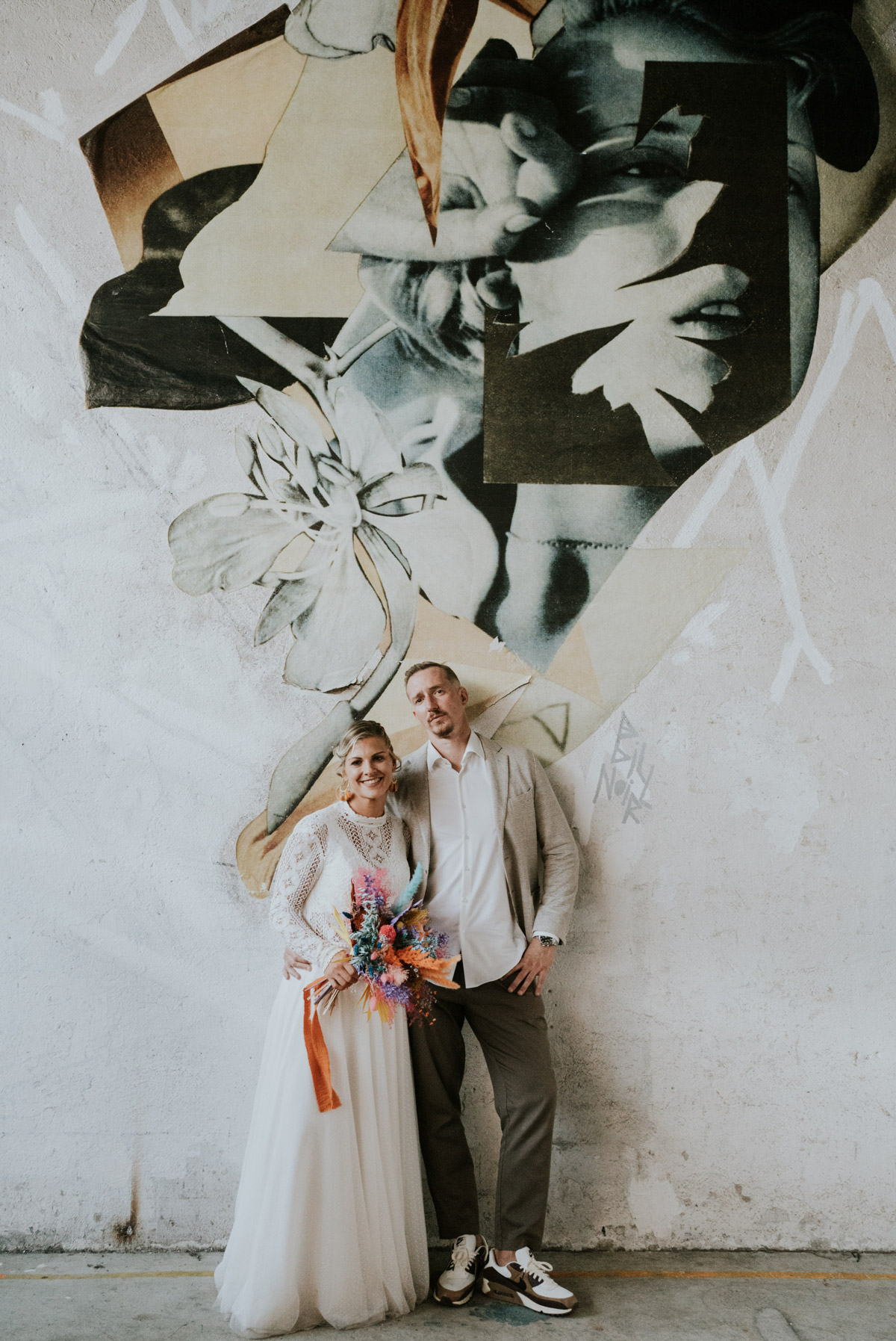 wedding photographer street art old warehouse 