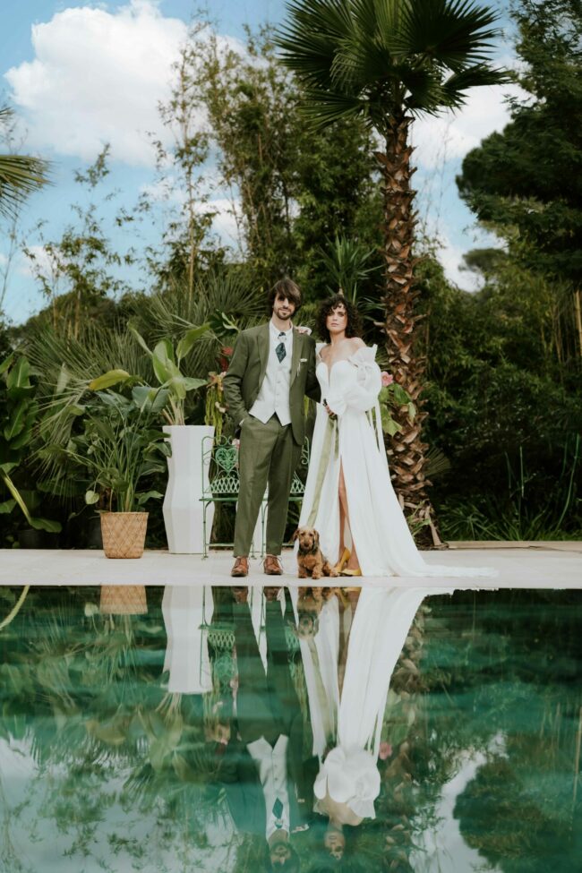 Portrait de mariée au coucher de soleil à Tropicana Events, photographe de mariage en Côte d’Azur