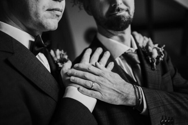 Gay wedding photographer France capturing intimate ceremony Orangerie du Manoir